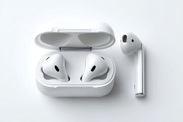 Sleek white wireless earbuds offer freedom and convenience for enjoying music or podcasts on the go with a modern and minimalist aesthetic