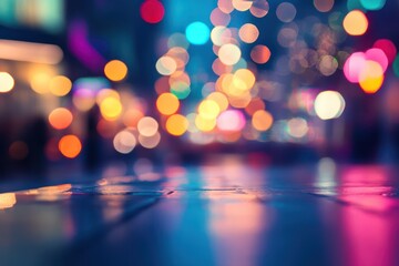 Fototapeta premium Cityscape glowing with blurred colorful festive lights