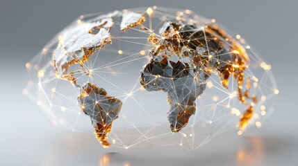 Glowing global network connections earth globe