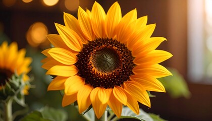 Fototapeta premium Vibrant Sunflower with Soft Bokeh Background