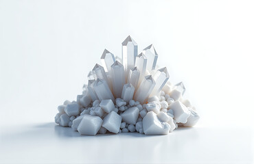 dense cluster delicate silver cubic crystals erupts stark white matrix facets glinting soft diffused light