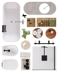 Bathroom Furniture Set – Top View PNG for Interior Planning