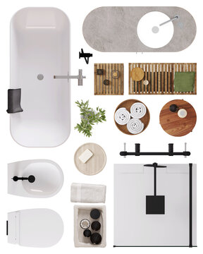Bathroom Furniture Set &ndash; Top View PNG for Interior Planning