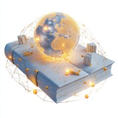 Glowing network connecting earth globe and book connection knowledge