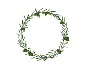 foliage creeping frame with olive isolated on white background