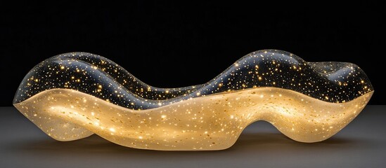 Obraz premium Cosmic Wave: An Illuminated Sculpture of Night Sky and Golden Light