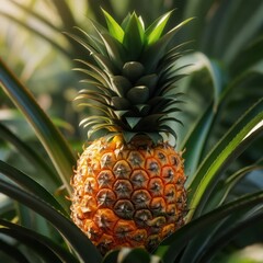 Obraz premium Pineapple on its plant