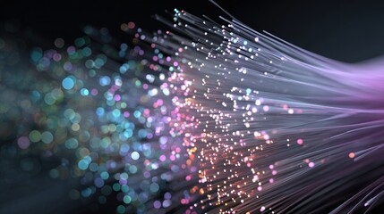 Fototapeta premium Abstract fiber optic cable, vibrant light