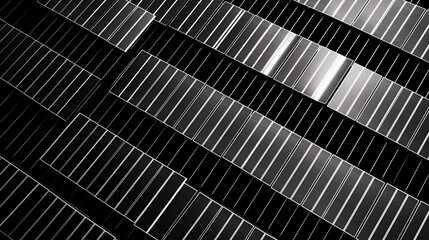 Black and White Aerial View of Solar Farm with Geometric Rows of Photovoltaic Panels, Geometric Solar Panels, Solar Farm, Black and White