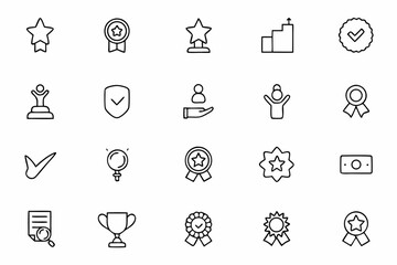 Fototapeta premium Crafted for professional use, this vector pack illustrates symbolic rewards in a minimalist outline perfect for brands, HR materials, and corporate identity.