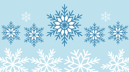 Fototapeta premium A seamless vector illustration of delicate blue snowflakes forming a festive winter pattern