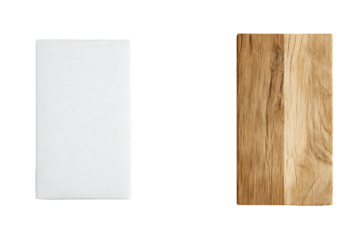 Two rectangular surfaces, one white, one light brown wood