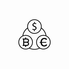 bitcoin dollar euro transactions icon sign vector