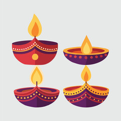 Diwali Diyas Colorful Oil Lamps for Festive Celebration