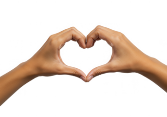 Hands forming a heart shape isolated on transparent background