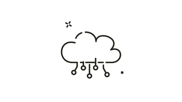 Minimalistic cloud design with circuit elements. Perfect for techthemed designs, digital projects, or illustrating cloud computing concepts.