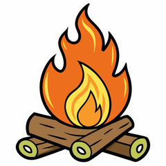 Bonfire wood flames Vector illustration of a wood fire. Fire, flame, campfire on a white background