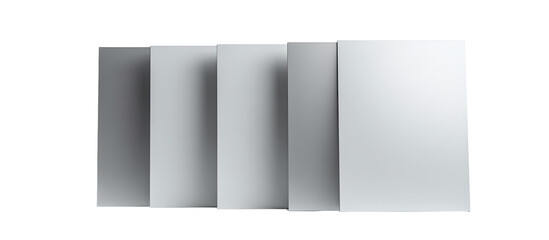 Stacked, light gray rectangles