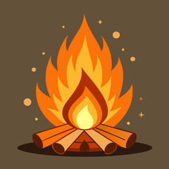 Vector illustration of a wood fire. Fire, flame, campfire, campfire, on a white background.