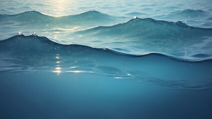 Ocean waves with sunlight reflections in calm blue water  