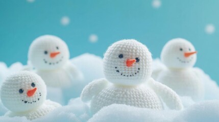 Capture Winter Wonder with Friendly Snowman Figures in a Whimsical Setting