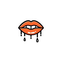dripping lips minimalist logo, Icon, element vector illustration