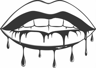 Dripping lips vector set collection graphic clipart design Creative vector cartoon illustration

