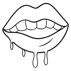 Female lips dripping isolated on white background