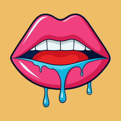 Sexy drip lips Minimalist concept vector illustration

