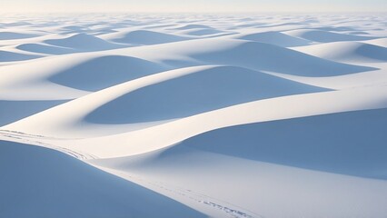 Serene white sand dunes under soft sunlight in desert landscape  