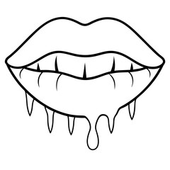Female lips dripping isolated on white background