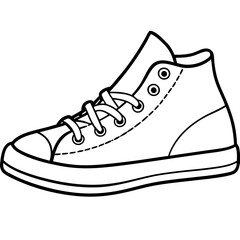 Silhouette basketball sneakers illustration. Sport shoe, shoes detailed line art vector line art