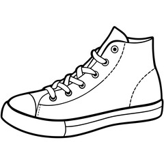 Silhouette basketball sneakers illustration. Sport shoe, shoes detailed line art vector line art