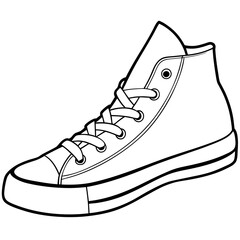 Silhouette basketball sneakers illustration. Sport shoe, shoes detailed line art vector line art