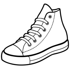 Silhouette basketball sneakers illustration. Sport shoe, shoes detailed line art vector line art