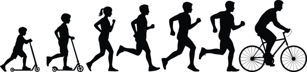 Silhouette of female figures, diverse body shapes, standing poses, artistic design, vector illustration, shadow outline, fashion concept, women style