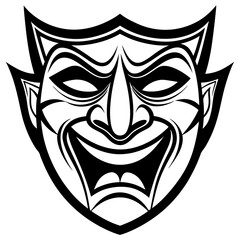 Vector 3d Realistic Comedy and Tragedy Theater Mask Icon, minimalist logo, Icon, element vector illustration