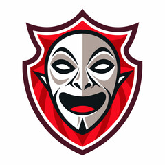 Comedy mask icon design. Drama comedy acting masks or theater play flat vector mascot logo design