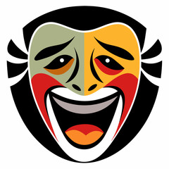 Tragedy and Comedy Masks emoji vector
 editable style mascot logo design