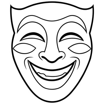 happy theater mask outline clip art preview