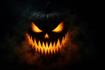 Fototapeta premium Halloween scary jack o lantern in the night. 