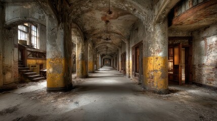 Fototapeta premium Abandoned Hallway with Arches