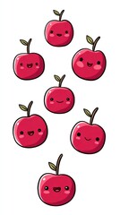 Cute cartoon apples and cherries arranged in a pattern