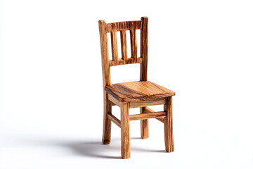 Small wooden chair on white background simple design miniature furniture model