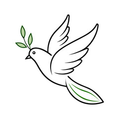 Dove with olive branch – minimalist peace icon