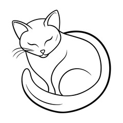 Cute sleeping cat line art – minimalist style