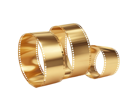 Three golden, cylindrical rings, stacked and overlapping, with a polished, smooth surface and a slightly recessed inner diameter
