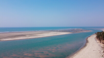 Aerial view of world longest sea beach, Cox's Bazar.