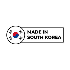 South Korea Manufacturing Label with Flag Icon