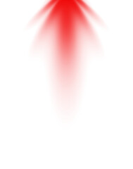 Abstract red spotlight arrow shape on transparent background with glowing light effect